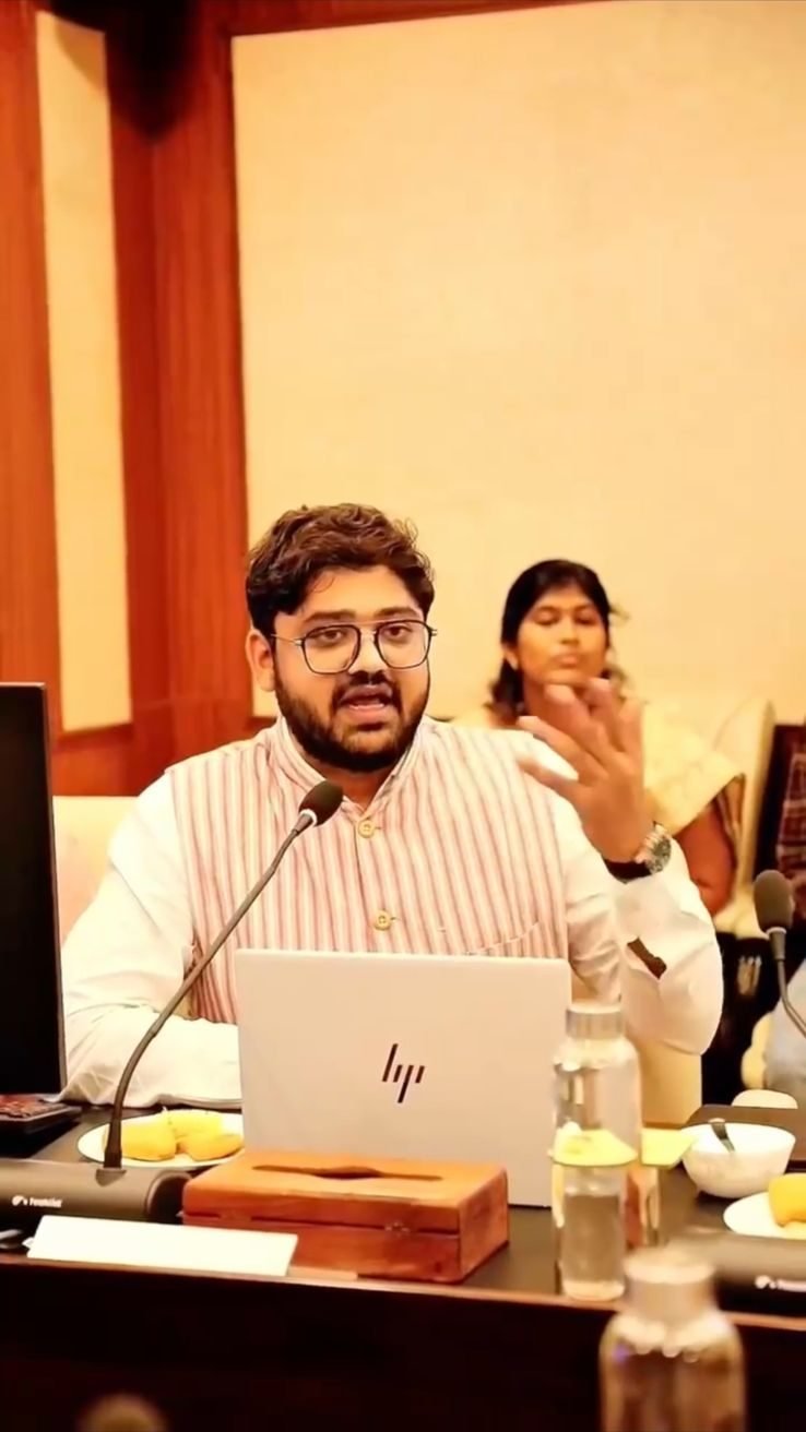 Team member addressing the panel on water quality monitoring innovation